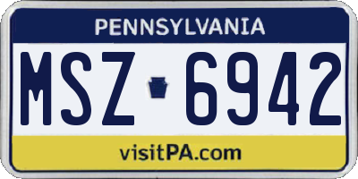 PA license plate MSZ6942