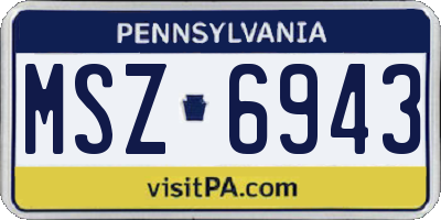 PA license plate MSZ6943