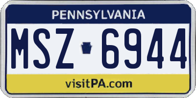 PA license plate MSZ6944