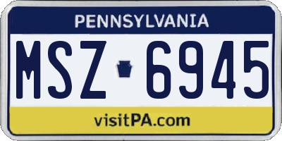 PA license plate MSZ6945
