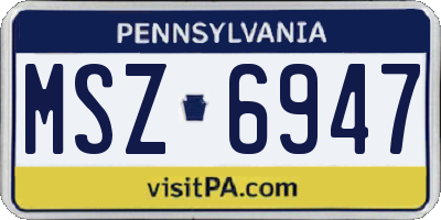 PA license plate MSZ6947
