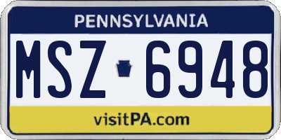 PA license plate MSZ6948