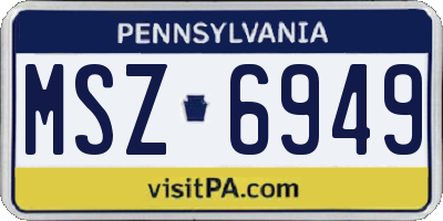 PA license plate MSZ6949