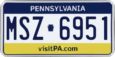 PA license plate MSZ6951
