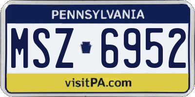 PA license plate MSZ6952