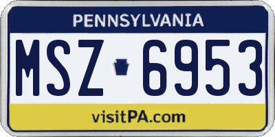 PA license plate MSZ6953