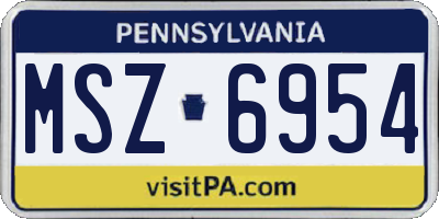 PA license plate MSZ6954