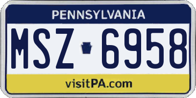 PA license plate MSZ6958