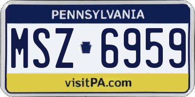 PA license plate MSZ6959