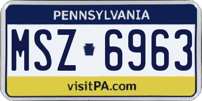PA license plate MSZ6963