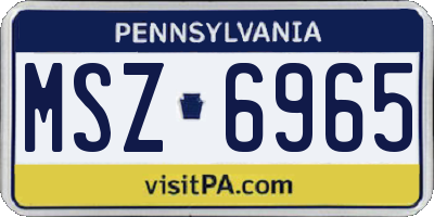 PA license plate MSZ6965