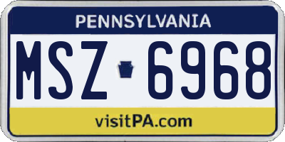 PA license plate MSZ6968