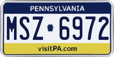PA license plate MSZ6972