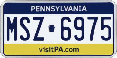 PA license plate MSZ6975