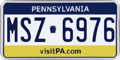 PA license plate MSZ6976