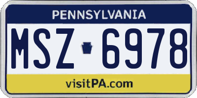 PA license plate MSZ6978