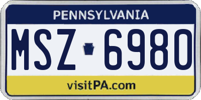 PA license plate MSZ6980