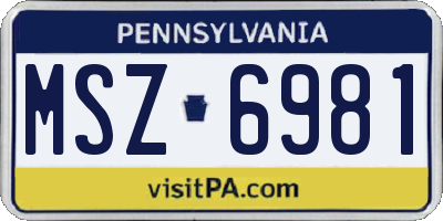 PA license plate MSZ6981