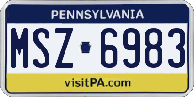 PA license plate MSZ6983