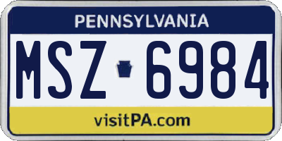 PA license plate MSZ6984