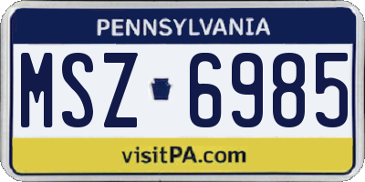 PA license plate MSZ6985