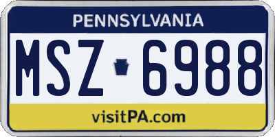 PA license plate MSZ6988