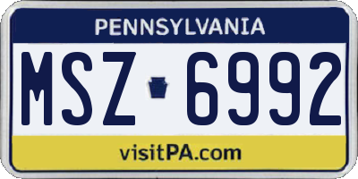 PA license plate MSZ6992
