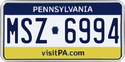 PA license plate MSZ6994