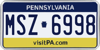 PA license plate MSZ6998