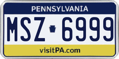 PA license plate MSZ6999