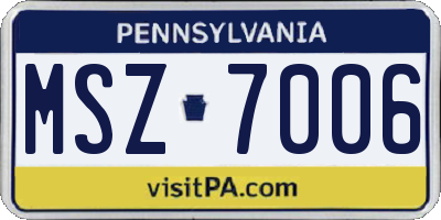 PA license plate MSZ7006