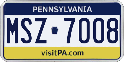 PA license plate MSZ7008