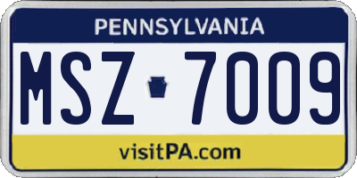 PA license plate MSZ7009