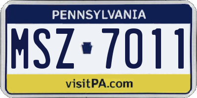 PA license plate MSZ7011