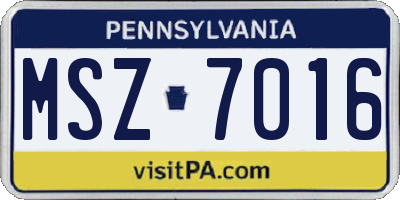 PA license plate MSZ7016