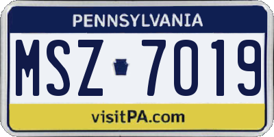 PA license plate MSZ7019