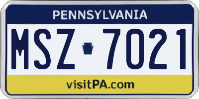 PA license plate MSZ7021