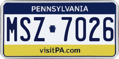 PA license plate MSZ7026