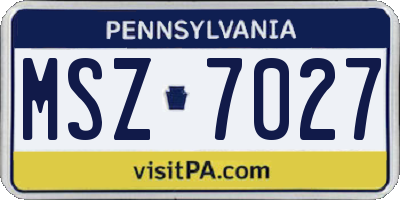 PA license plate MSZ7027