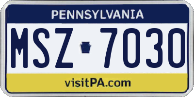 PA license plate MSZ7030