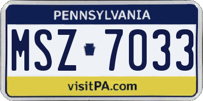 PA license plate MSZ7033