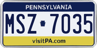PA license plate MSZ7035