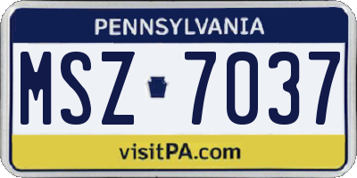 PA license plate MSZ7037