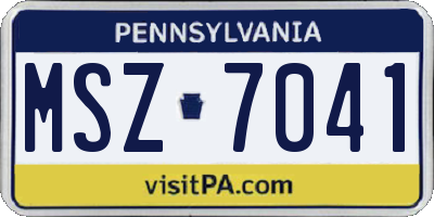 PA license plate MSZ7041