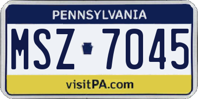 PA license plate MSZ7045