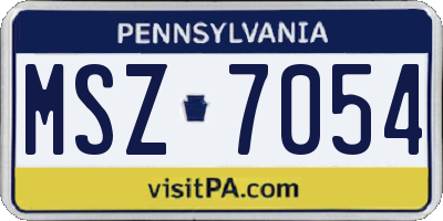 PA license plate MSZ7054