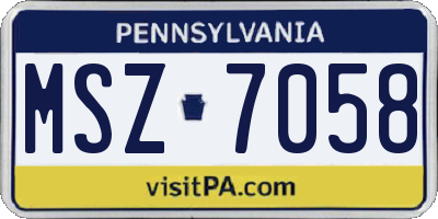 PA license plate MSZ7058