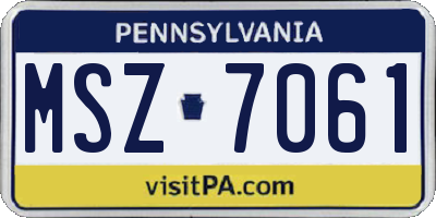 PA license plate MSZ7061