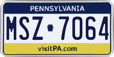 PA license plate MSZ7064