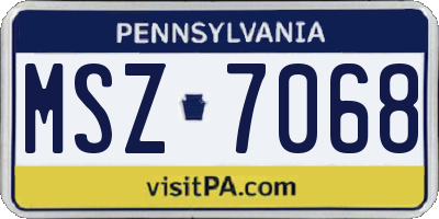PA license plate MSZ7068